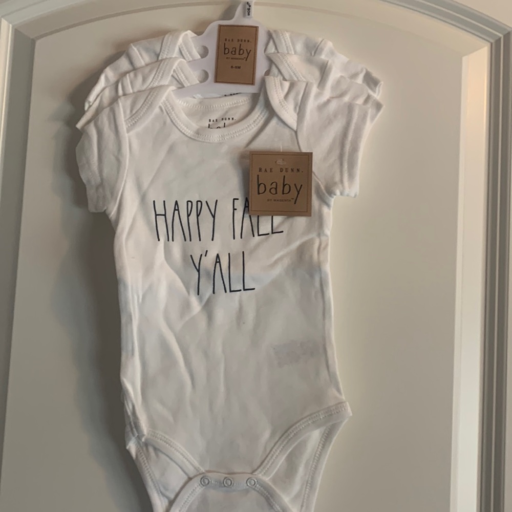 Rae Dunn Pumpkin Fall Harvest Baby Bodysuits 3-pack, size 6-9 months